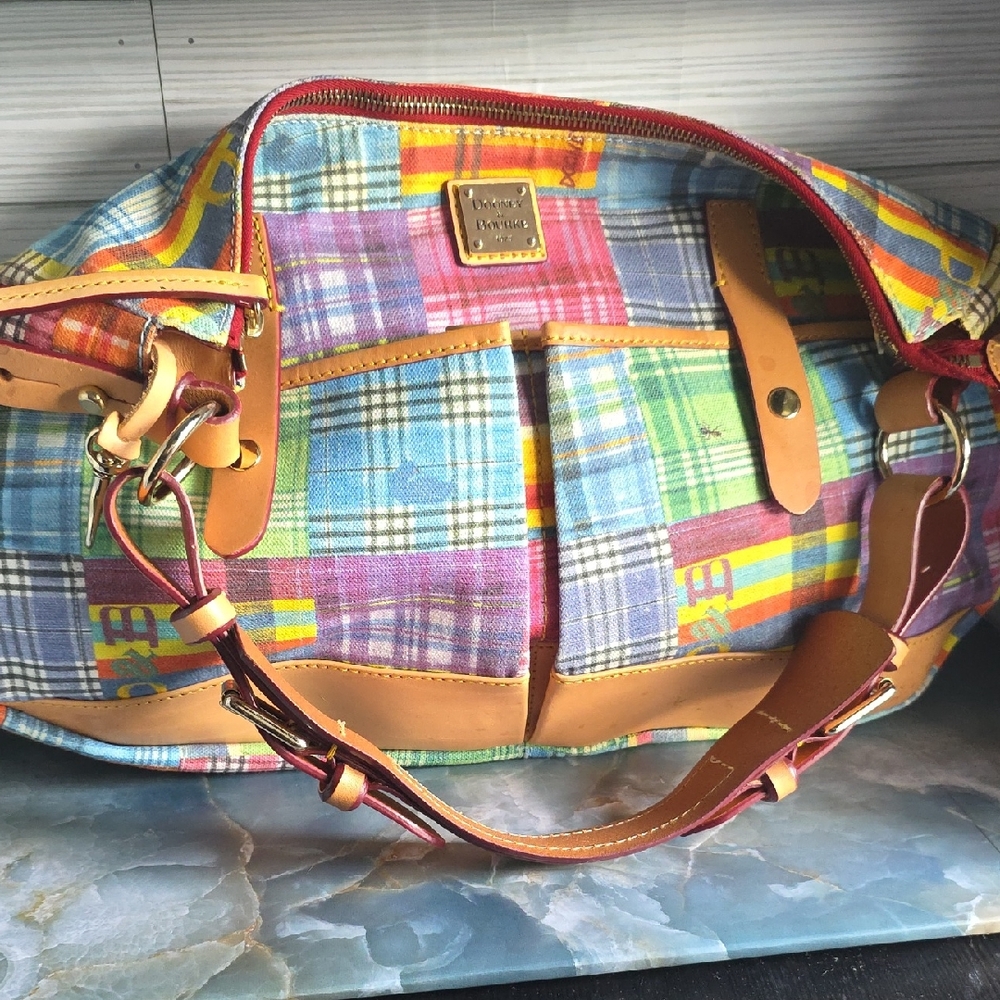 Dooney & Bourke Red and Blue Shoulder Bag with Classic Design